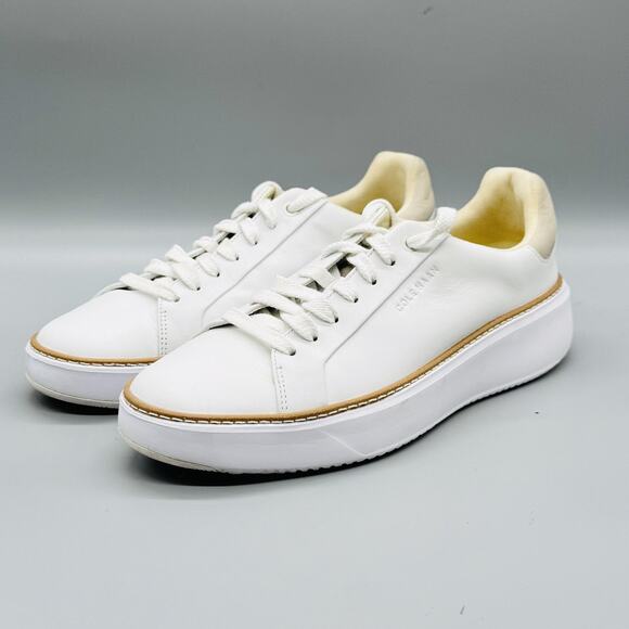 Cole Haan Shoes Womens 8.5 White Leather Grandseries Platform Sneakers Comfort - Picture 3 of 11